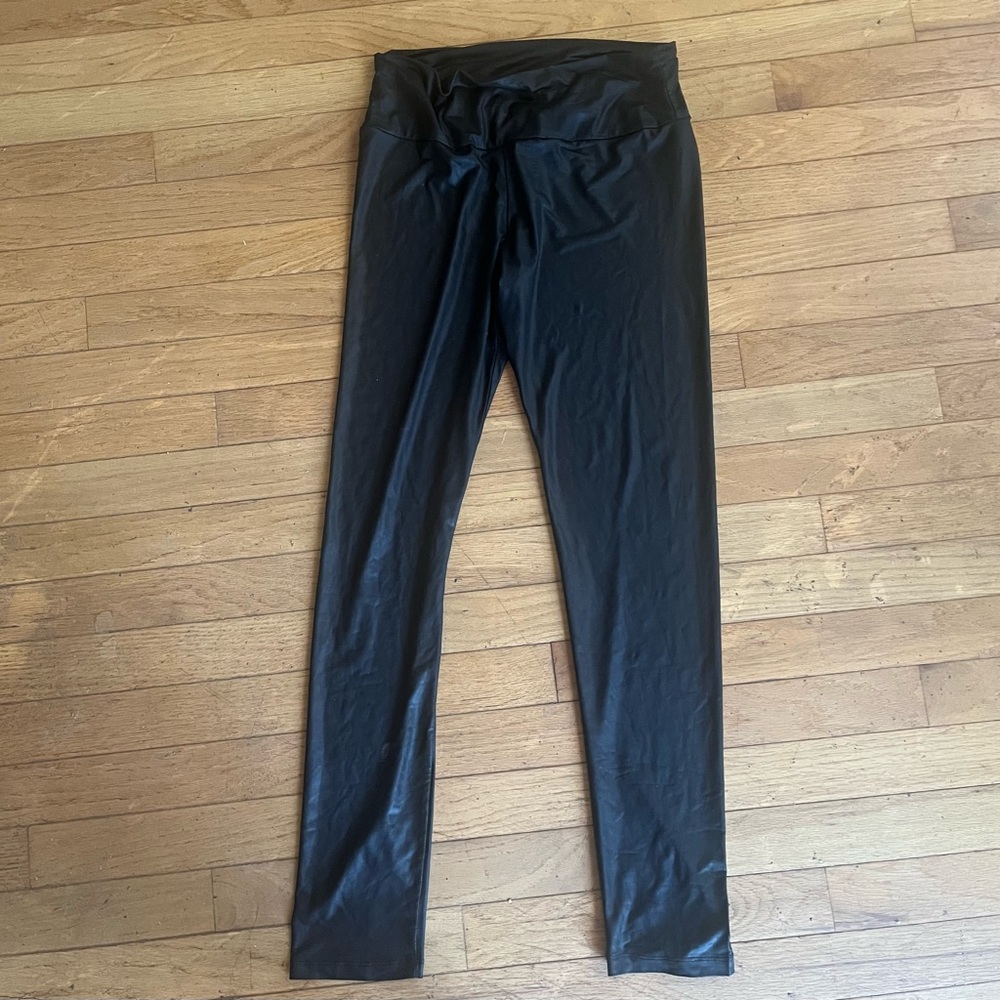Costa Blanca Leather-effect Black Shiny Leggings